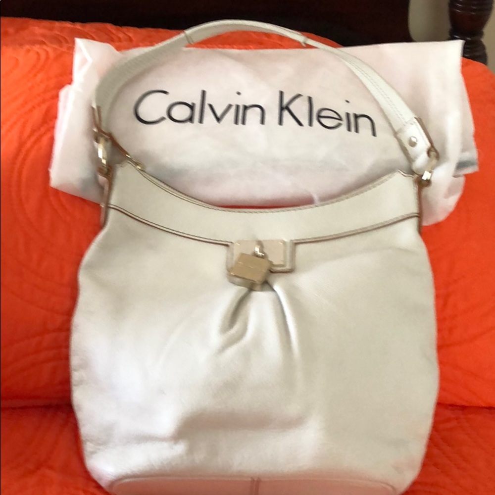 Leather Cream colored Calvin Klein Shoulder Bag
